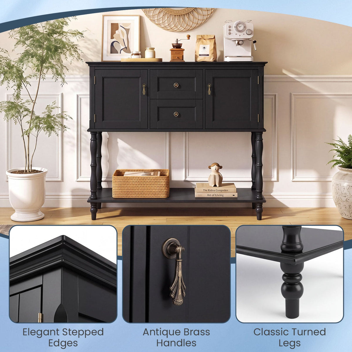 Console Table with 2 Drawers and Storage Cabinets 24