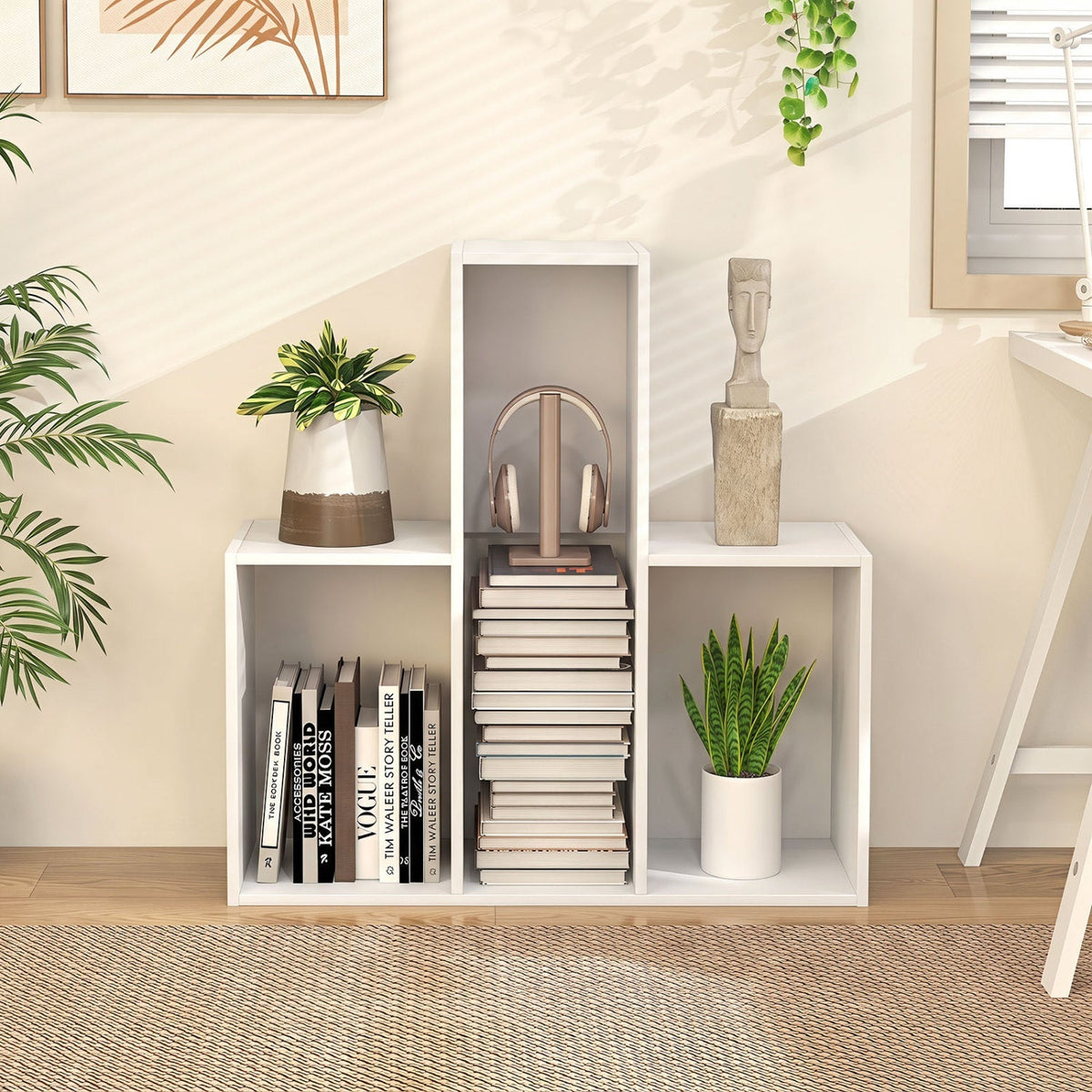 Convex Bookshelf with 3 Open Shelves and Anti-Tip Device 1