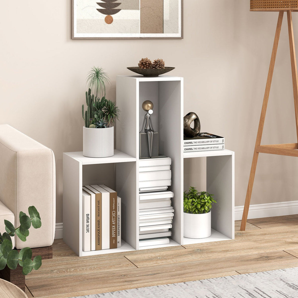 Convex Bookshelf with 3 Open Shelves and Anti-Tip Device 2