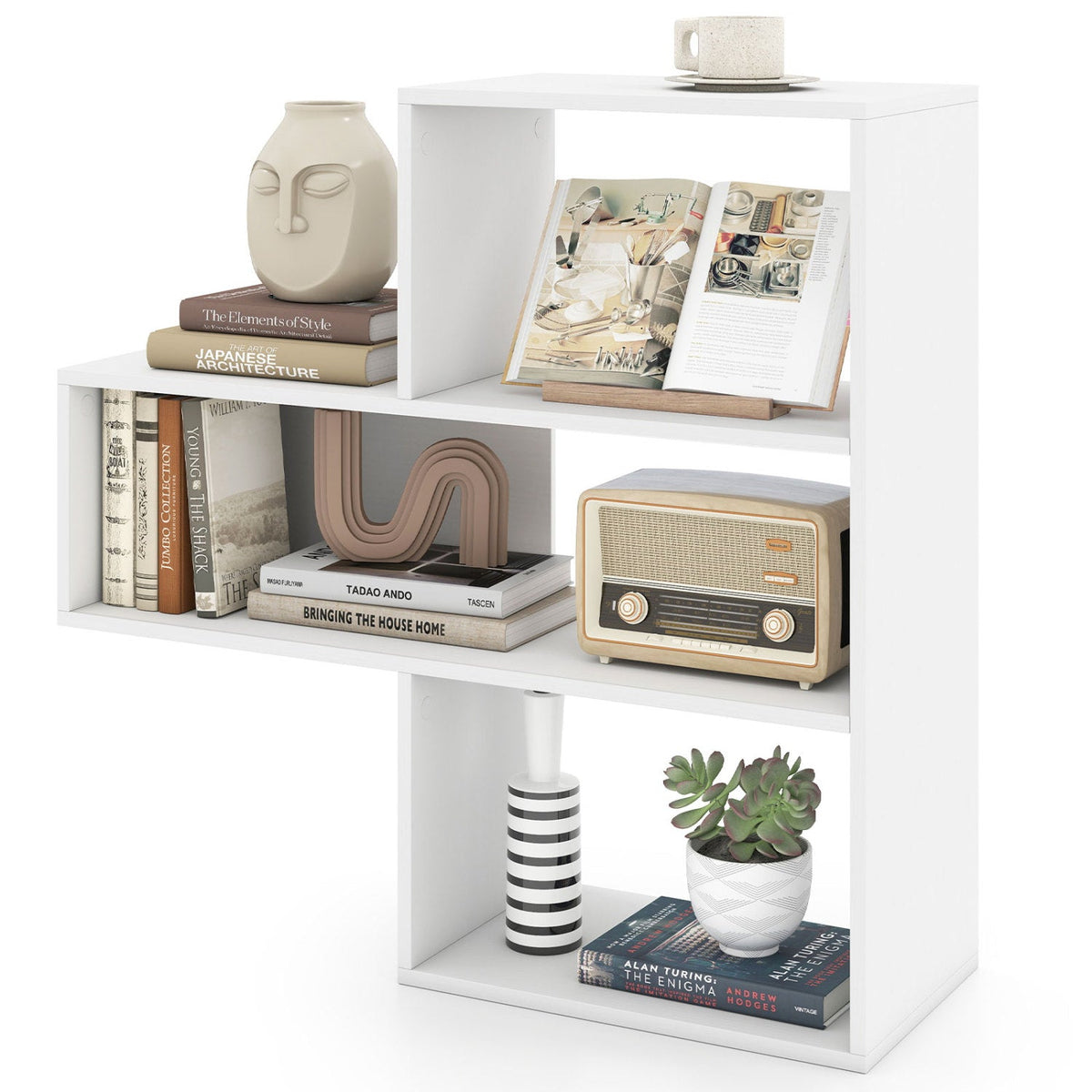 Convex Bookshelf with 3 Open Shelves and Anti-Tip Device 4