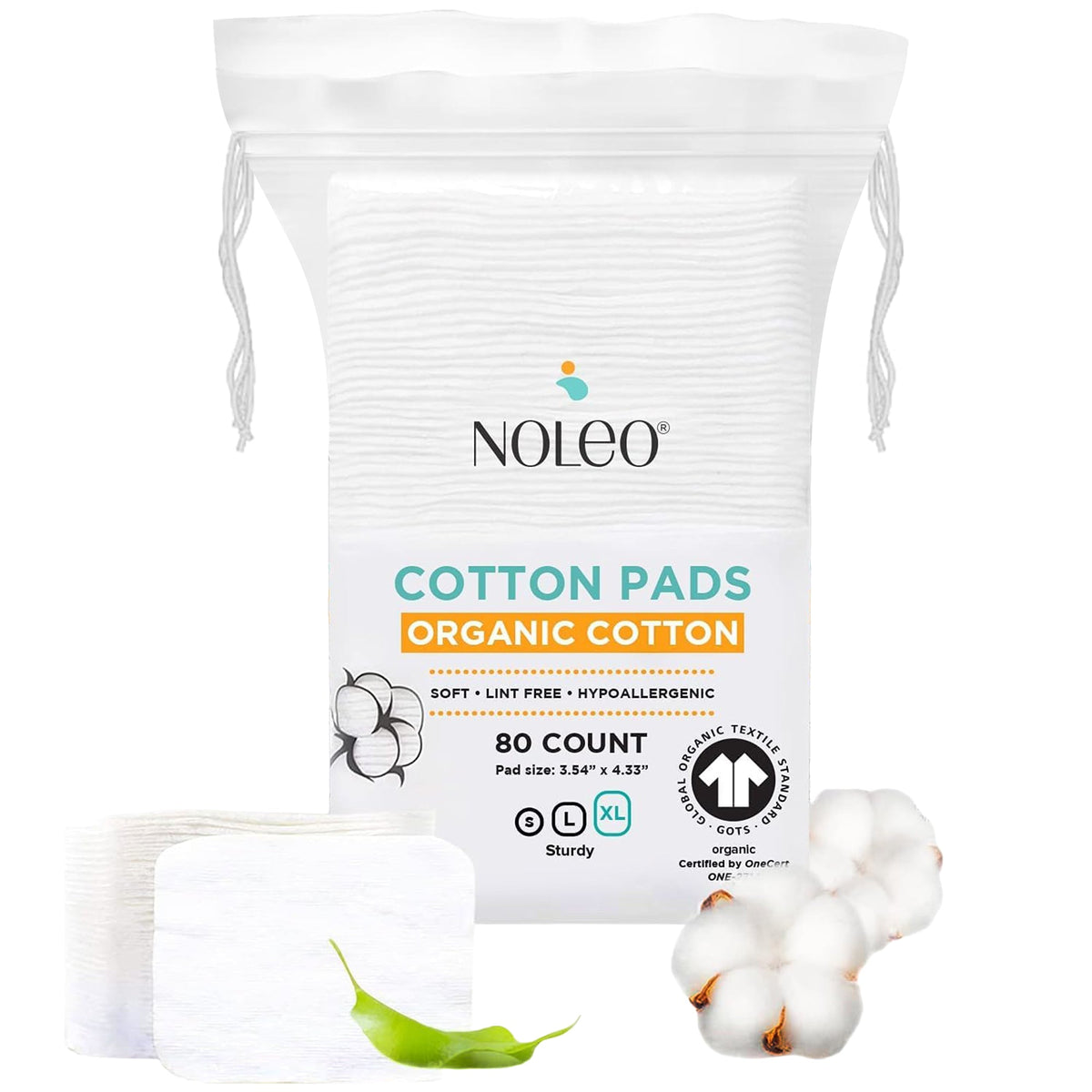 NOLEO Organic Cotton Pads - XL 3.54"x4.33" 8