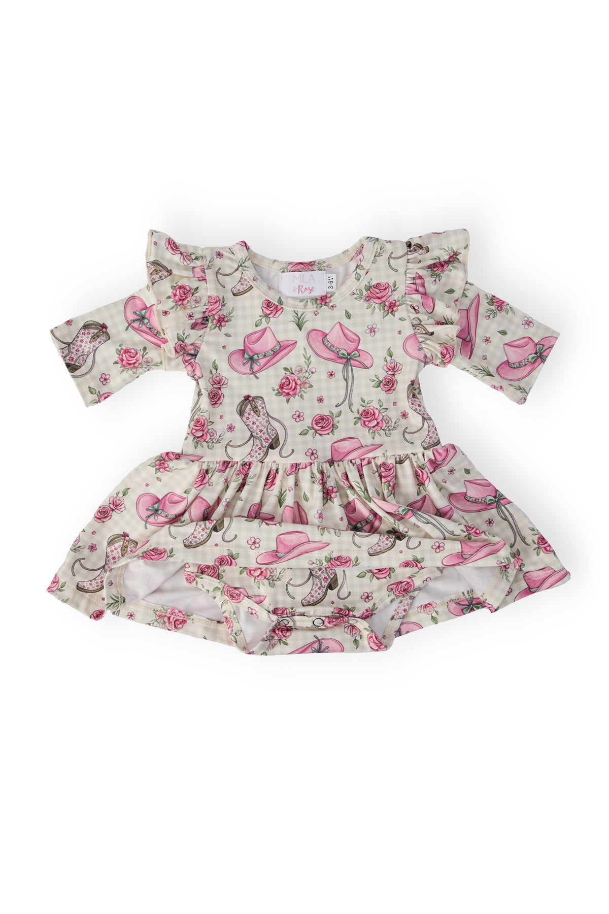 Cowgirl Cutie 3/4 Sleeve Flutter Twirl Bodysuit 2