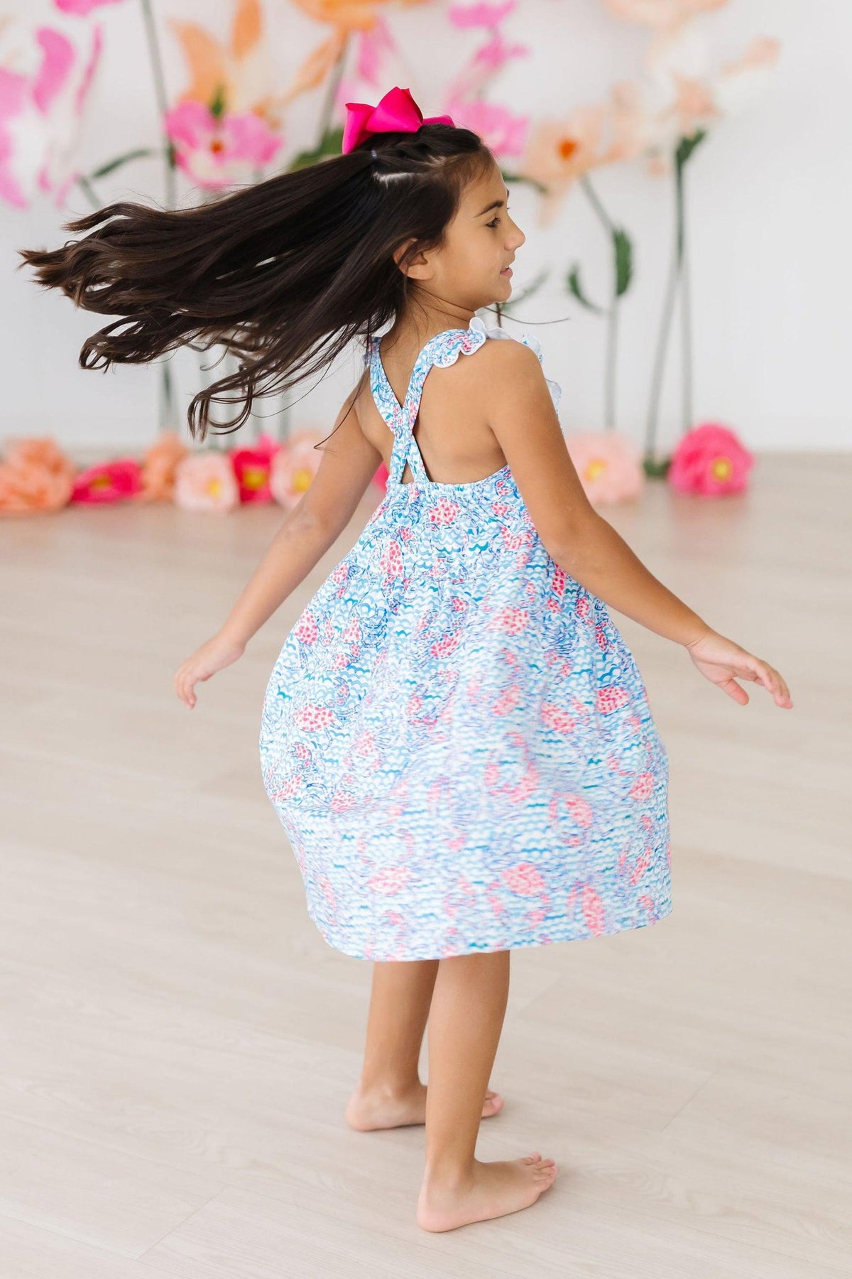 Crab Walk Ruffle Cross Back Dress 5