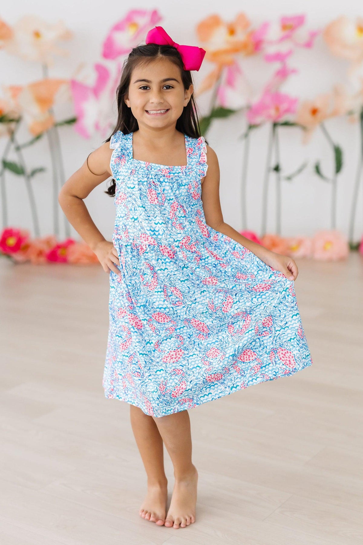 Crab Walk Ruffle Cross Back Dress 1