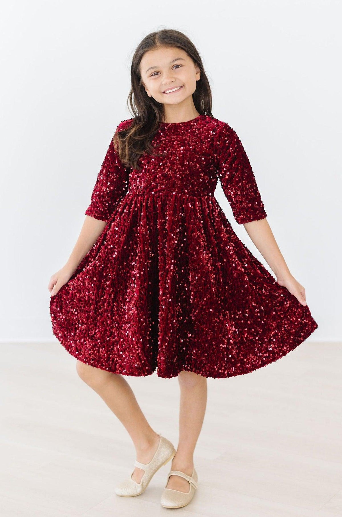 Cranberry Velvet Sequin Dress 5