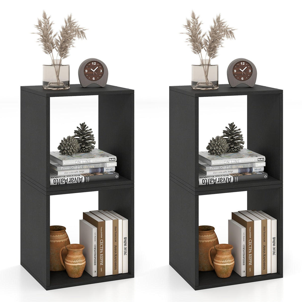 Cube Storage Organizer Set of 2 - Black Modular Bookcase 4