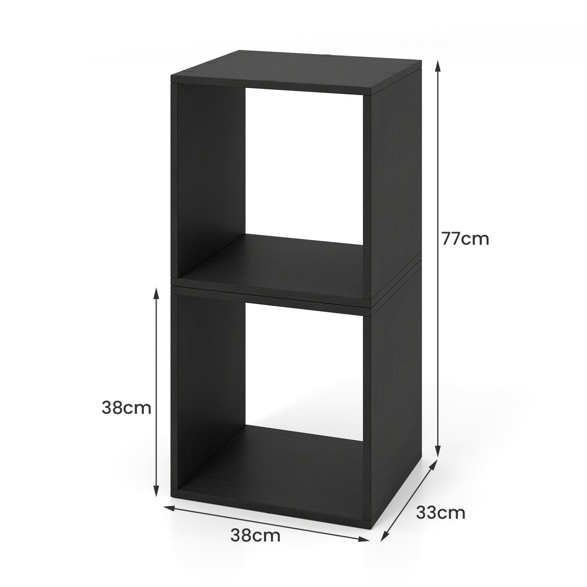 Cube Storage Organizer Set of 2 - Black Modular Bookcase 6