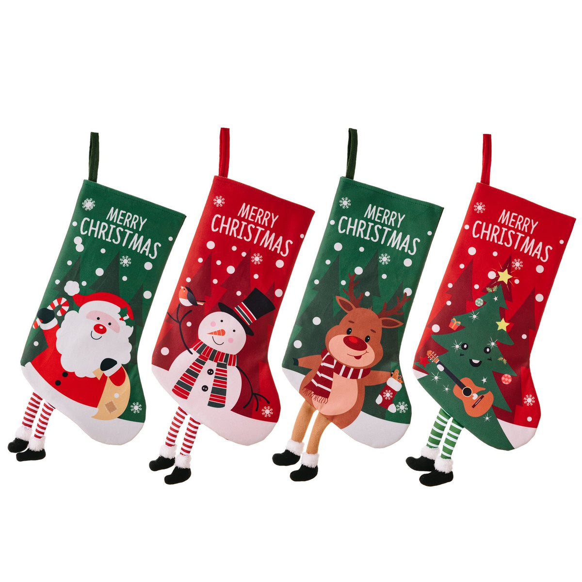 Christmas decorations, colorful prints, Christmas socks, Santa Claus gift socks, snowman gift bags, red and green leg hanging Christmas socks 1