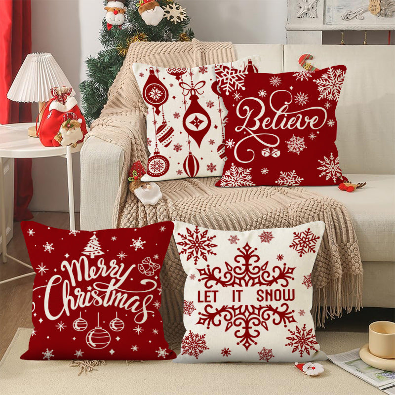 Christmas red ball pillow cover Christmas holiday themed home decoration pillowcase linen waist pillow 3