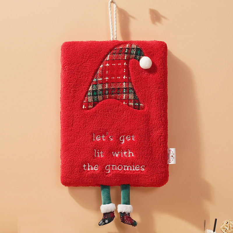 New Christmas hand towel can be hung with thick coral fleece towel, kitchen absorbent quick drying cloth, cartoon hand towel 6