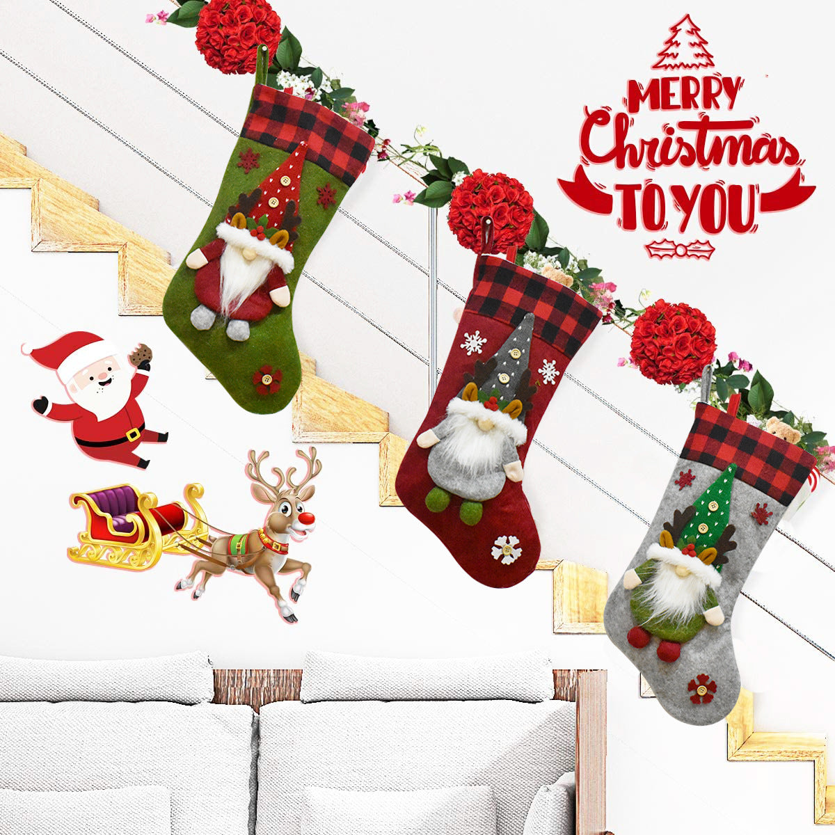 Christmas Decoration Gift Faceless Doll Christmas Socks Pendant Santa Claus Children's Christmas Gift Bag 2