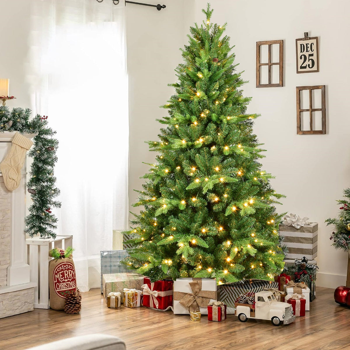 7FT PE&PVC Prelit Christmas Tree 8