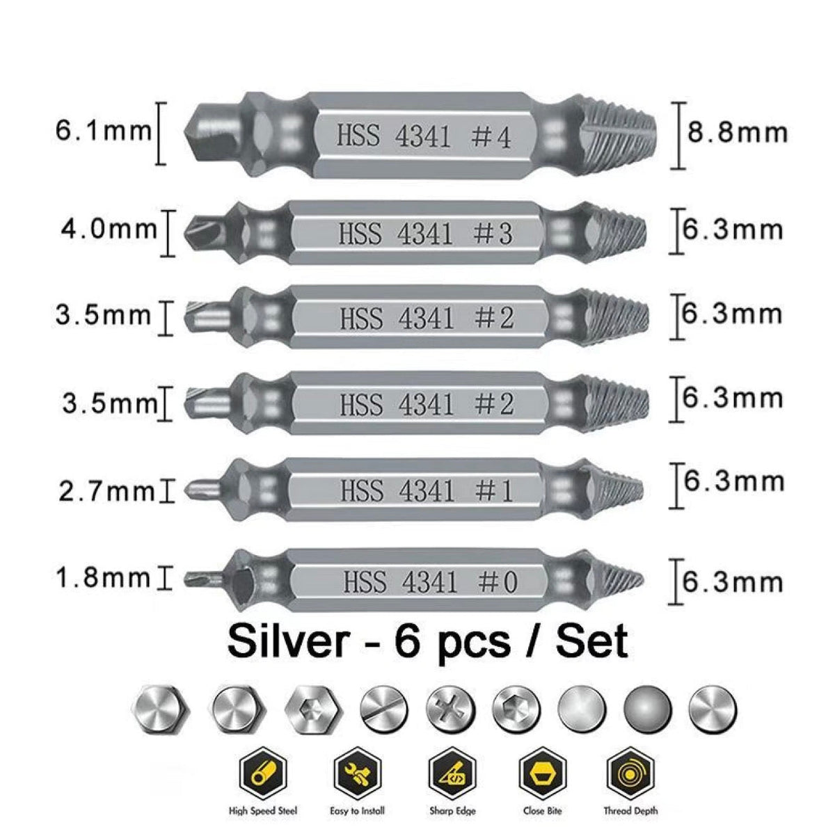 GripOut Screw Extractor Set 5