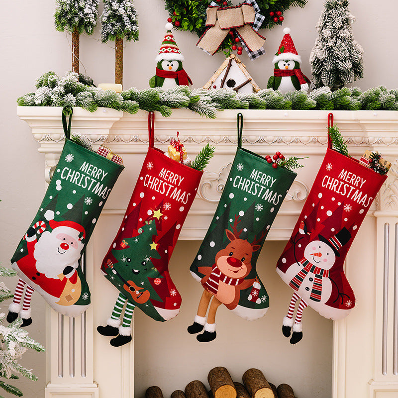 Christmas decorations, colorful prints, Christmas socks, Santa Claus gift socks, snowman gift bags, red and green leg hanging Christmas socks 5