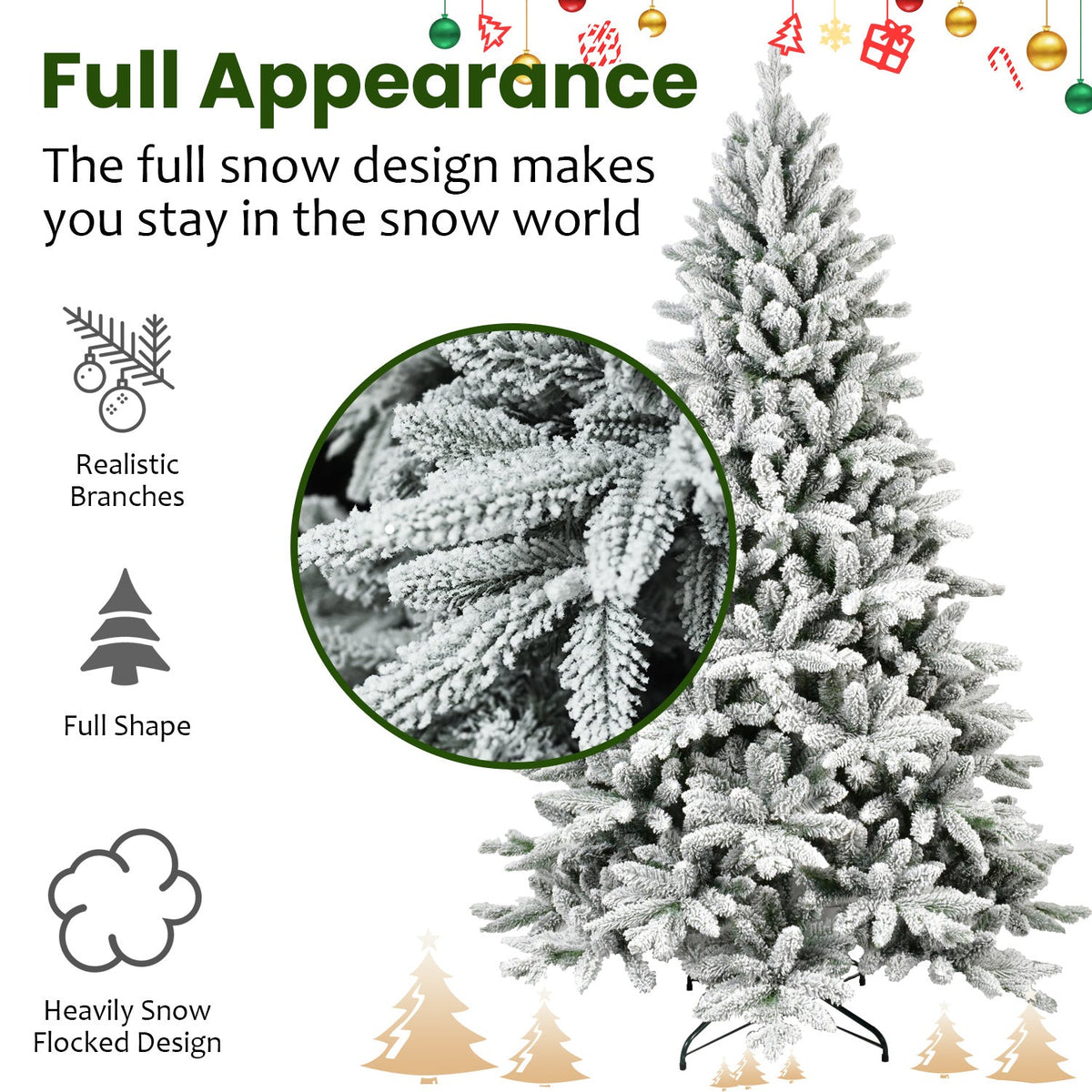 7FT PE&PVC Flocked Christmas tree 8
