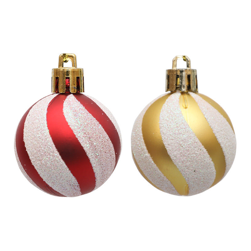 Christmas Ball Decoration Red and White Threaded Christmas Tree Hanging Decoration Hand drawn Christmas Ball Plastic 3