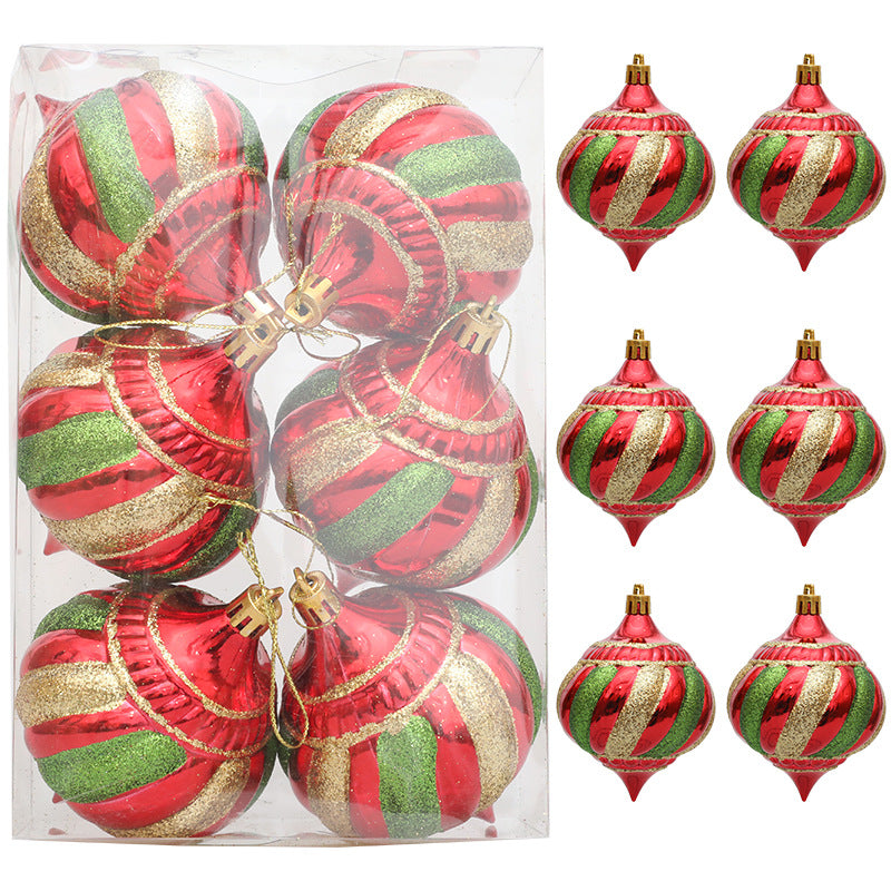 Christmas decoration painted onion shaped ball Christmas tree decoration hanging ball spiral cone ball 1