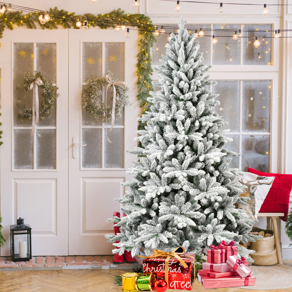 7FT PE&PVC Flocked Christmas tree 10
