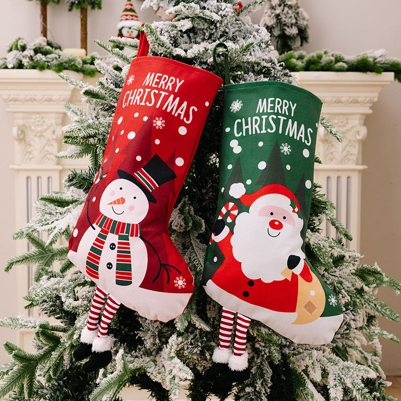 Christmas decorations, colorful prints, Christmas socks, Santa Claus gift socks, snowman gift bags, red and green leg hanging Christmas socks 4