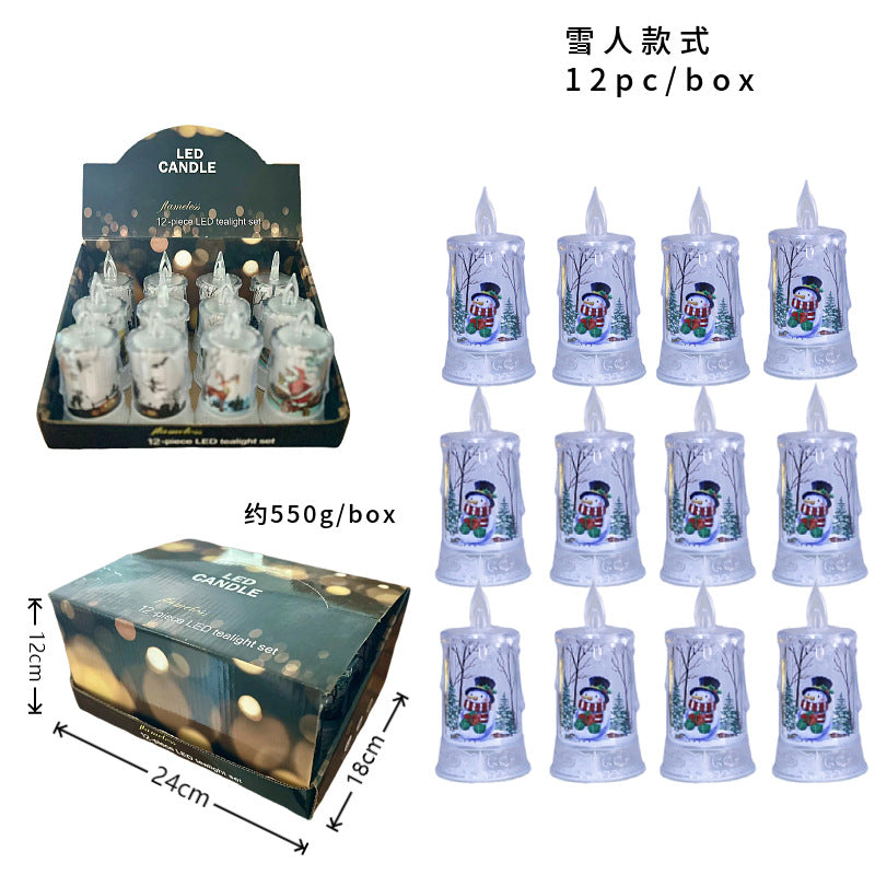 Christmas led electronic candle light Christmas snowman elk decoration luminous night light atmosphere light ornaments 9