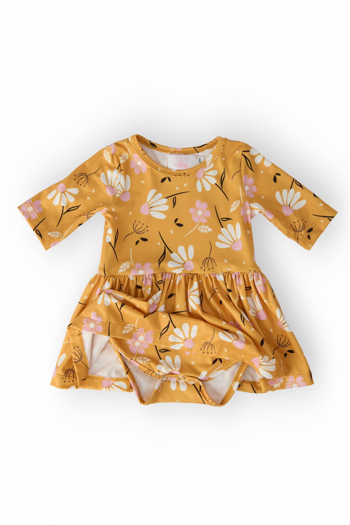 Dandelions in Fall 3/4 Sleeve Twirl Bodysuit 3