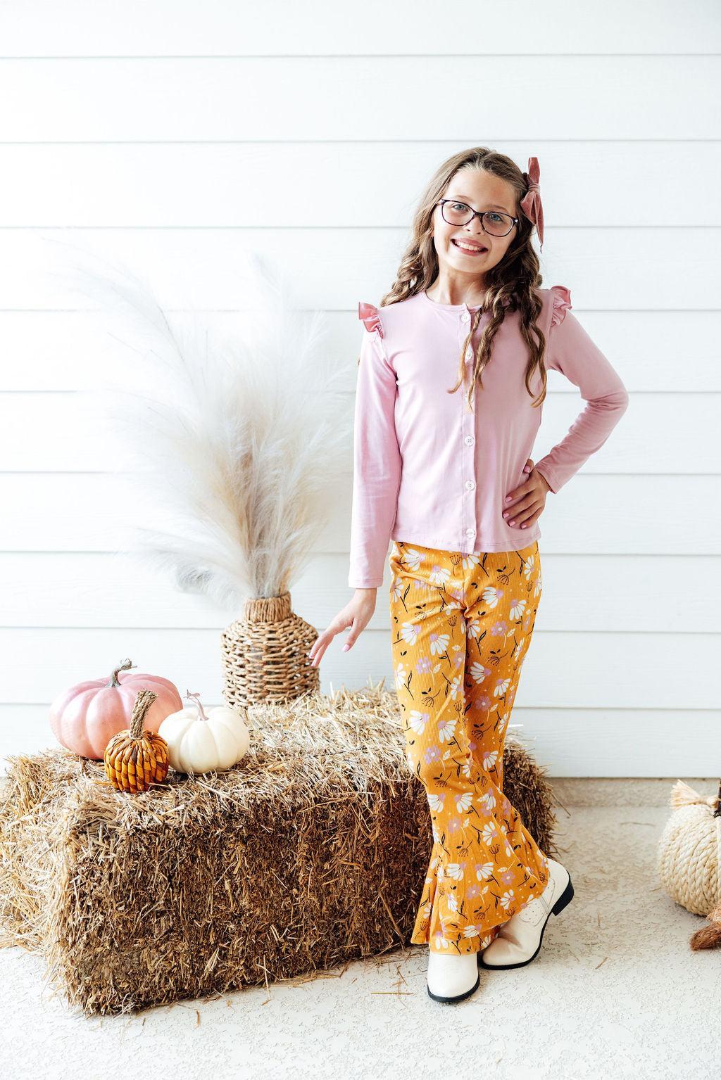 Dandelions in Fall Ribbed Velvet Bells 3