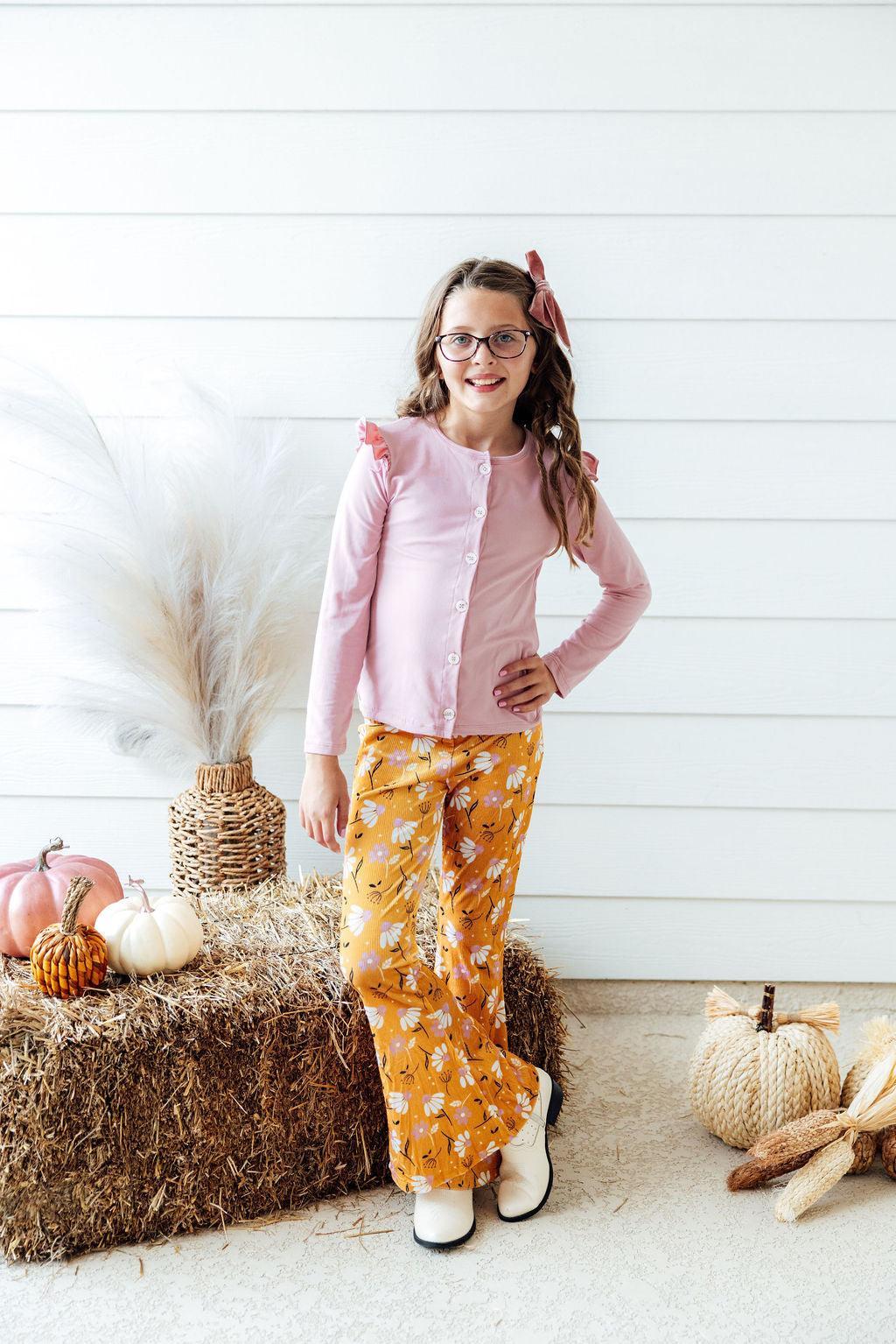 Dandelions in Fall Ribbed Velvet Bells 1