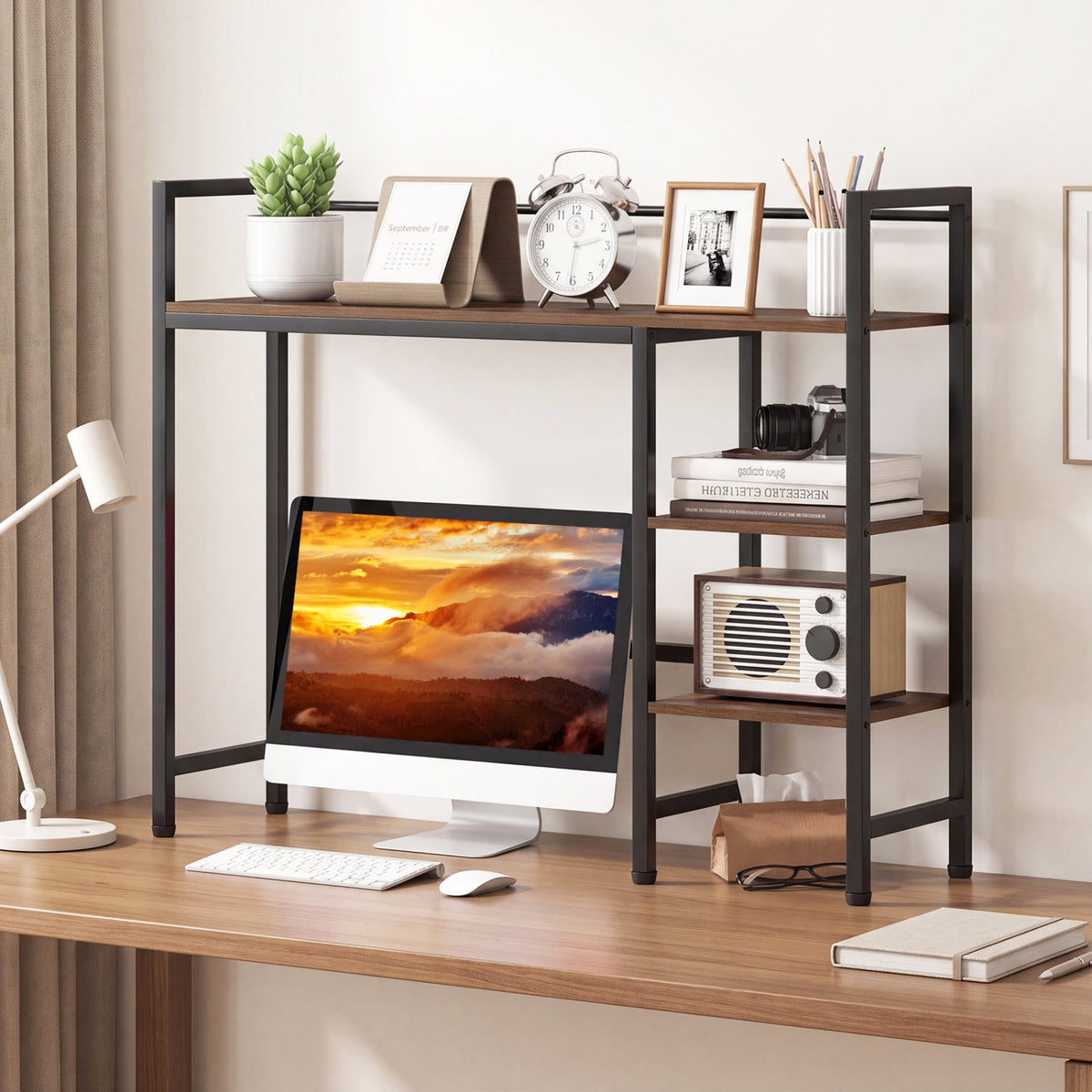 Desktop Bookshelf 38.5" with Storage Display Rack 9