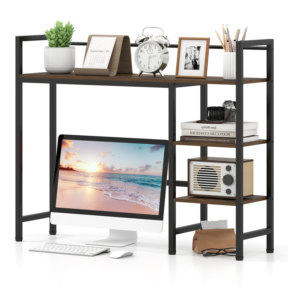 Desktop Bookshelf 38.5" with Storage Display Rack 11