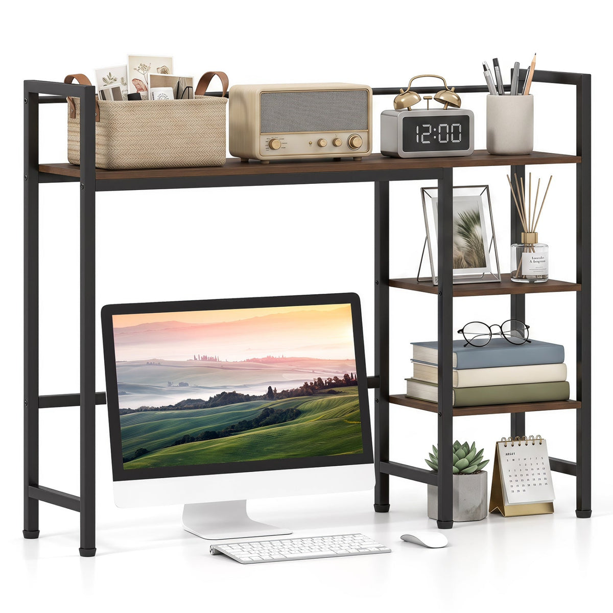 Desktop Bookshelf 38.5" with Storage Display Rack 12