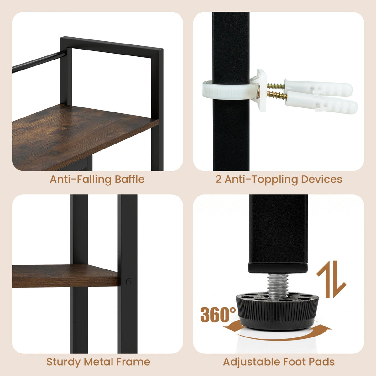 Desktop Bookshelf 38.5" with Storage Display Rack 16