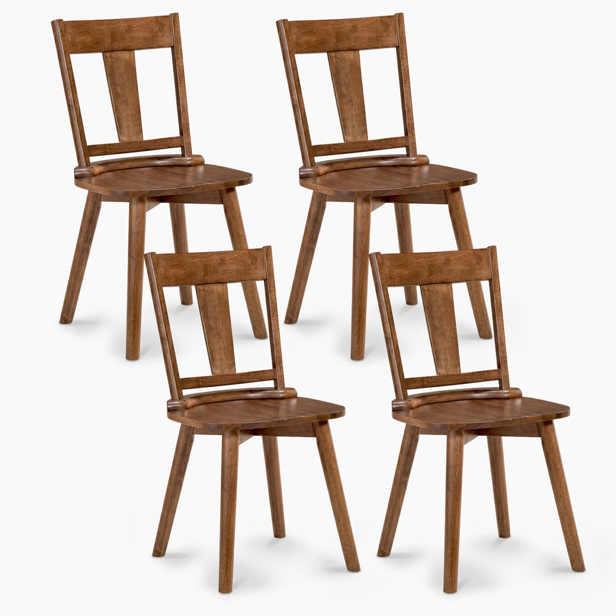 Solid Wood Dining Chairs Set of 4 with Curved Backrest 3