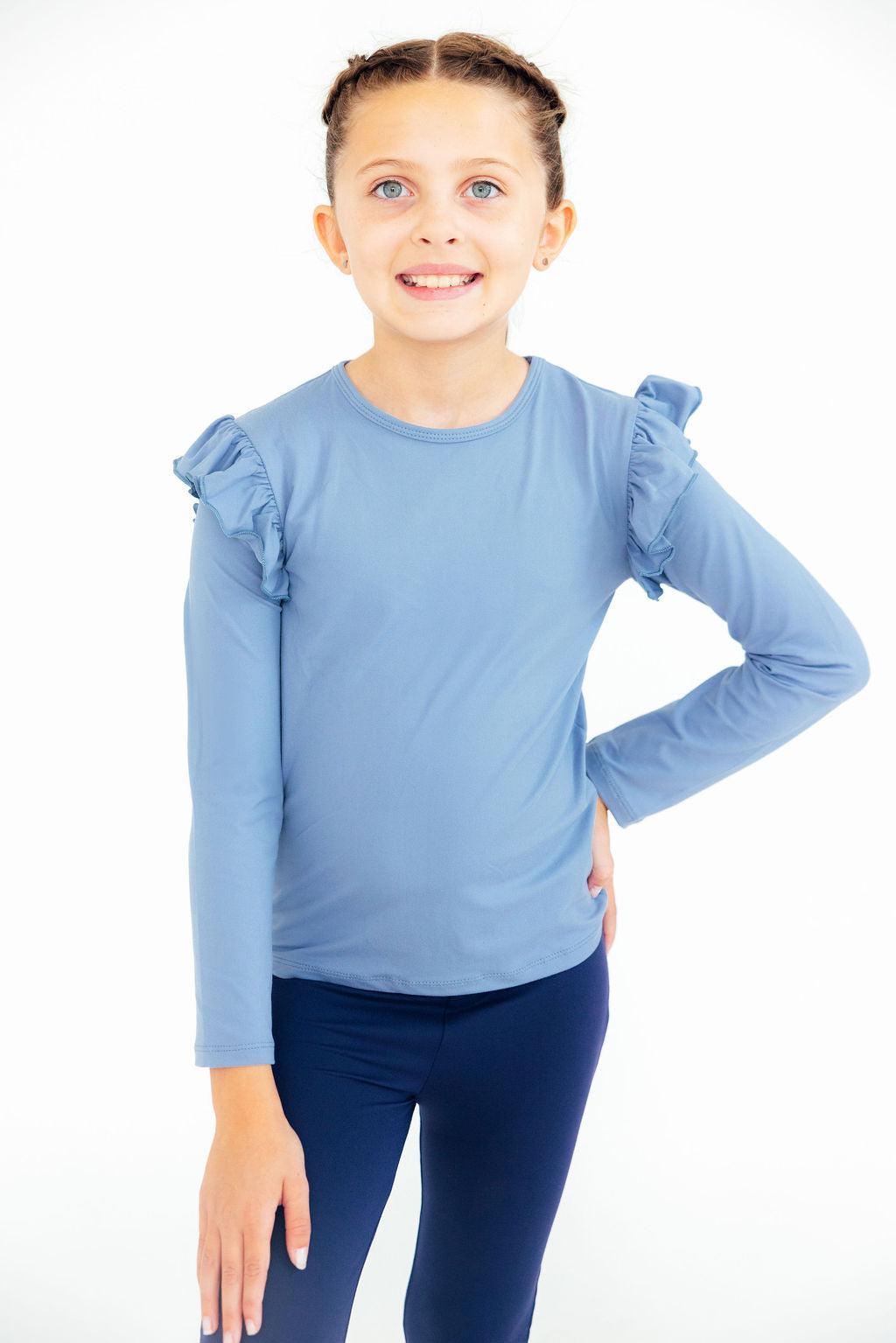 Dusty Blue L/S Ruffle Tee 3