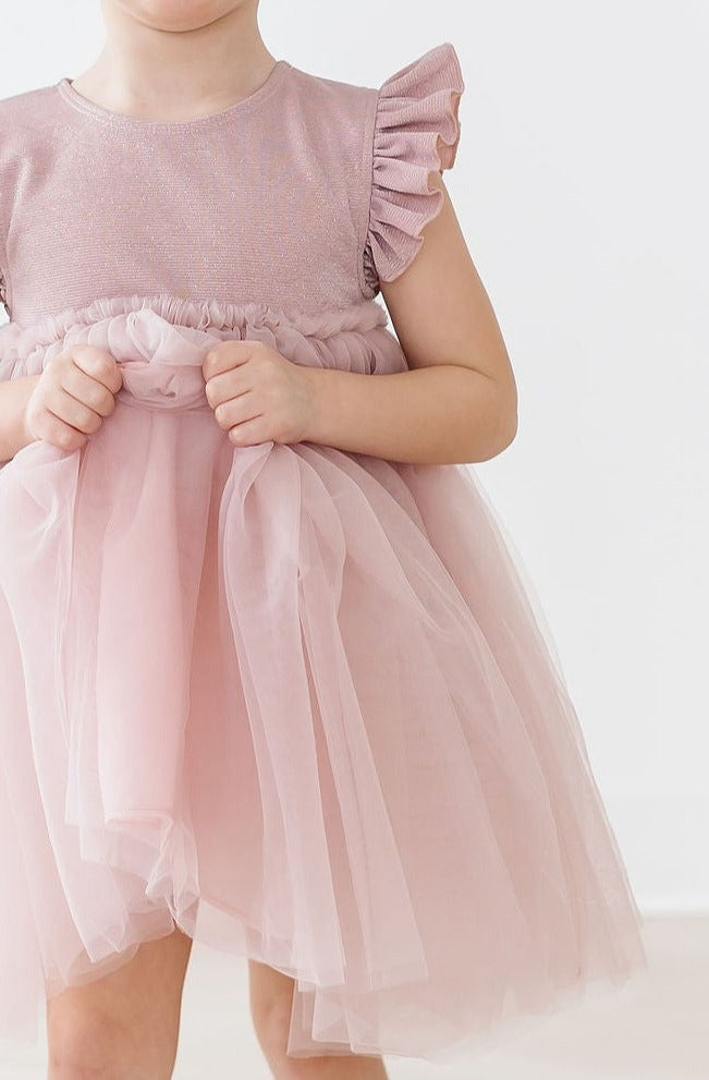 Dusty Pink Shimmer Tutu Dress 5