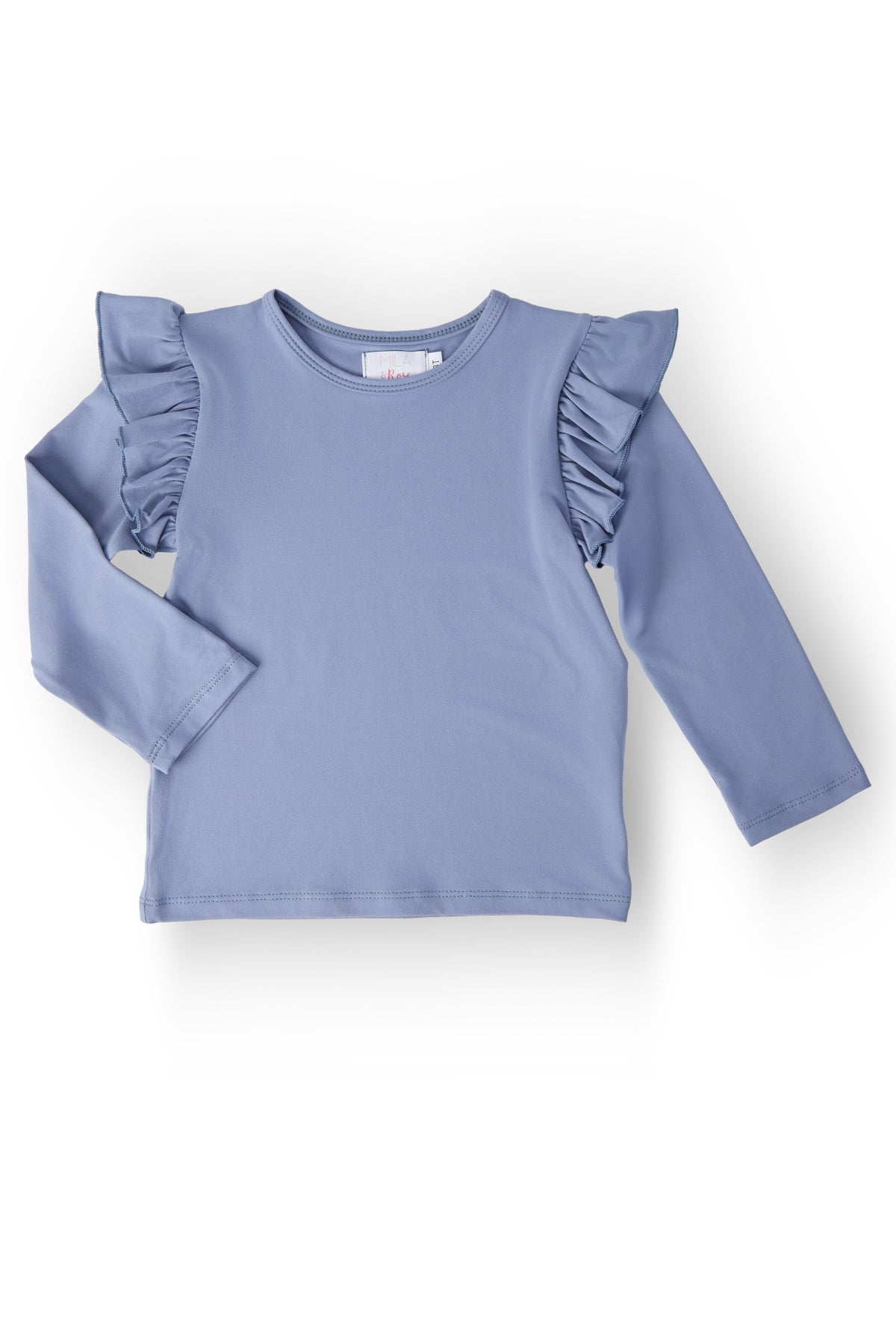 Dusty Blue L/S Ruffle Tee 1