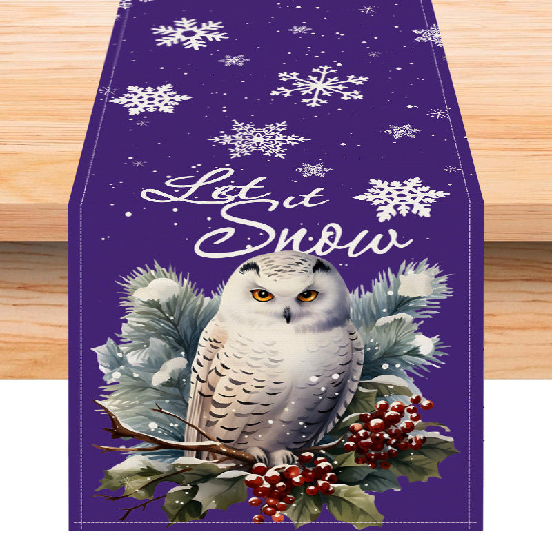 Owl Linen Table Flag Christmas Day Table Decoration Tablecloth Kitchen Restaurant Tablecloth Tea Table Cloth 8