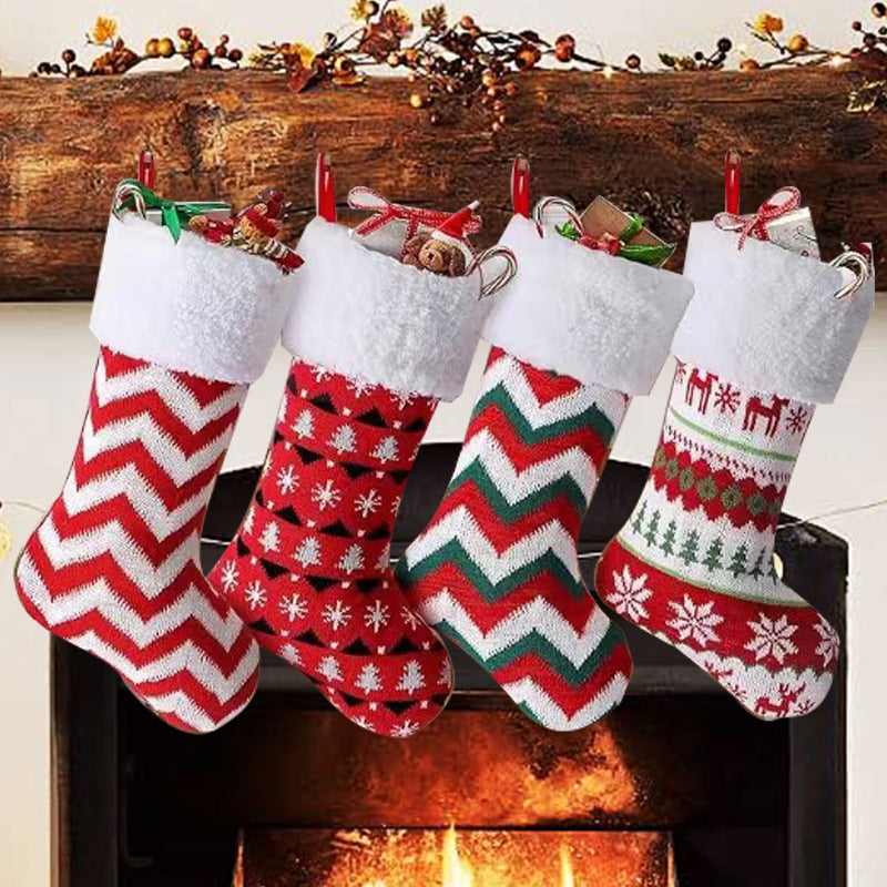 Christmas Knitted Socks Christmas Decorative Socks Candy Gift Bag Hanging Christmas Socks Hanging Gift Bag 1