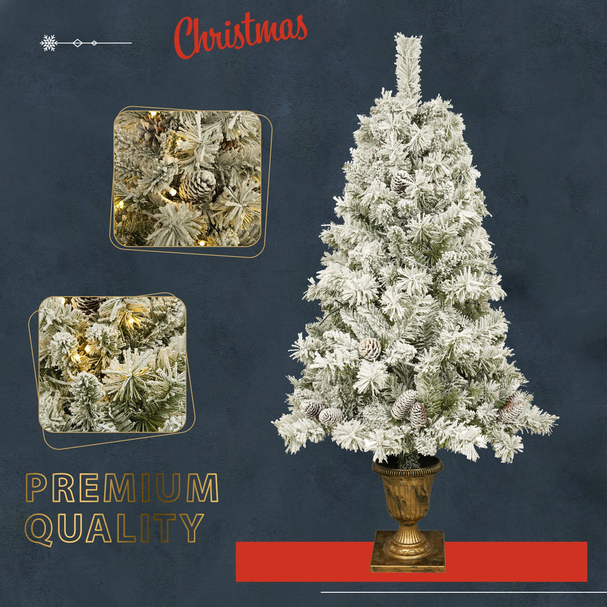 A set of 4 artificial Christmas trees, including flower garlands, flower garlands, and 2 entrance trees, with LED lights 6
