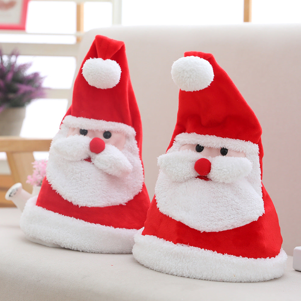 Soft Kawaii plush toy electric light-emitting movable Christmas Hat Plush Toy hat as a Christmas gift for children 7