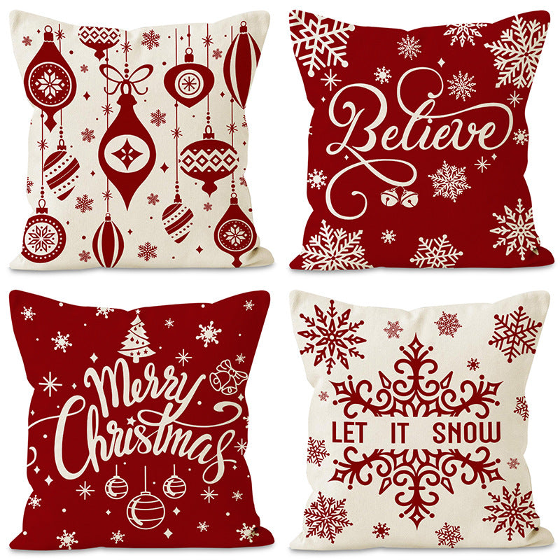 Christmas red ball pillow cover Christmas holiday themed home decoration pillowcase linen waist pillow 1