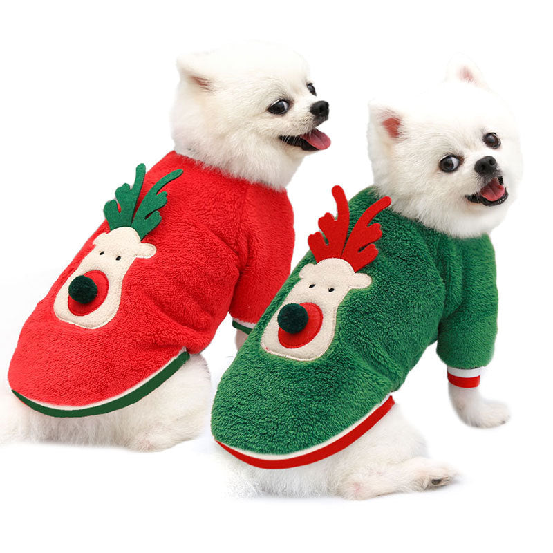 Pet Christmas Clothes Coral Down Dog Sweater Dog Goes Out Christmas Clothes Cats 4