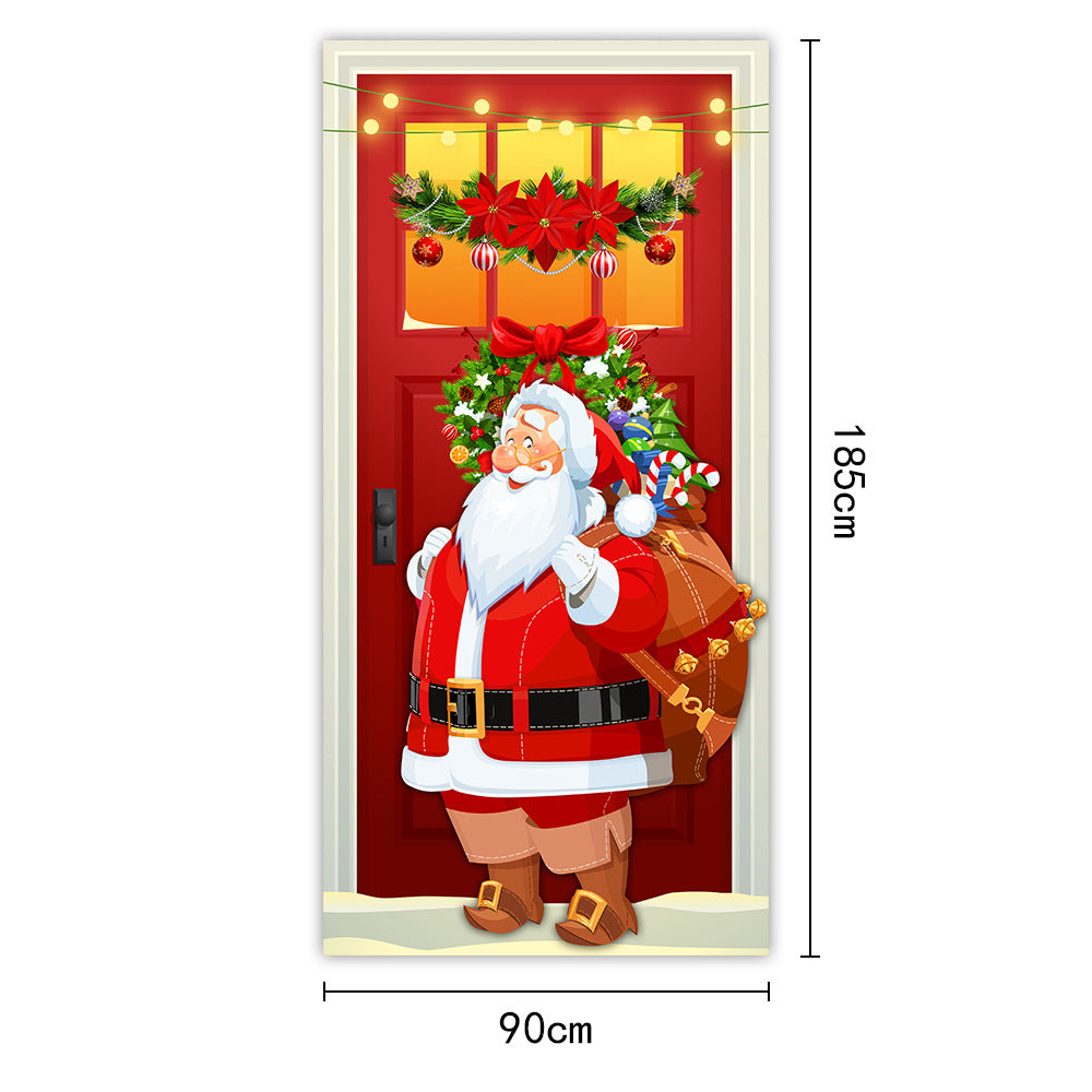 New Christmas Door Curtains, Flags, Outdoor Photography, Santa Claus and Puppies, Background Decoration, Hanging Cloth 12