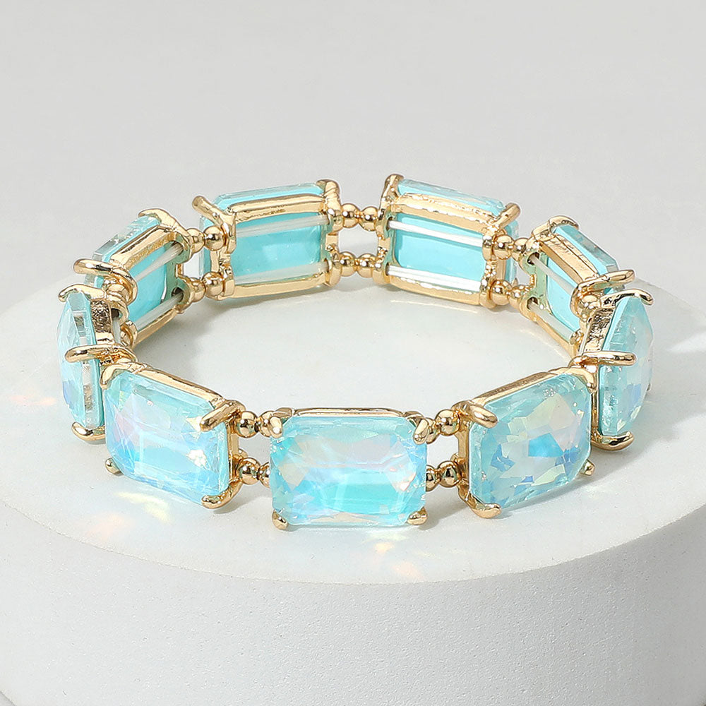Cushion Rectangle Stone Stretch Evening Bracelet 4