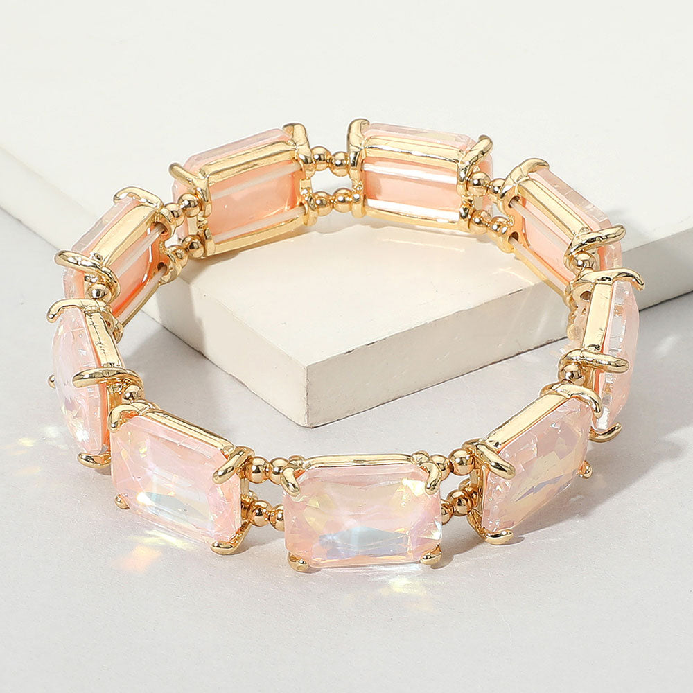 Cushion Rectangle Stone Stretch Evening Bracelet 2