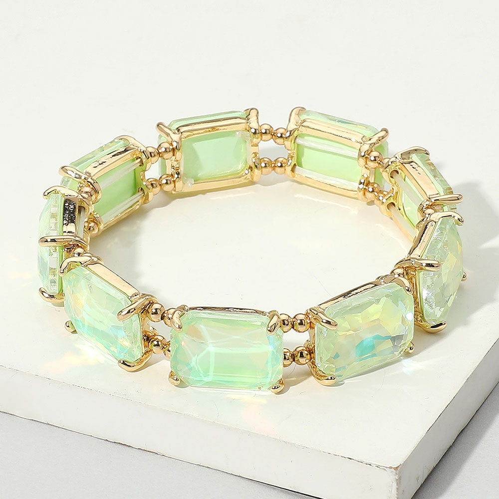 Cushion Rectangle Stone Stretch Evening Bracelet 3