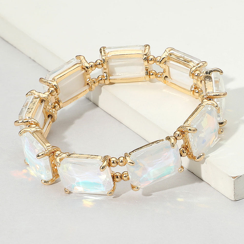 Cushion Rectangle Stone Stretch Evening Bracelet 1