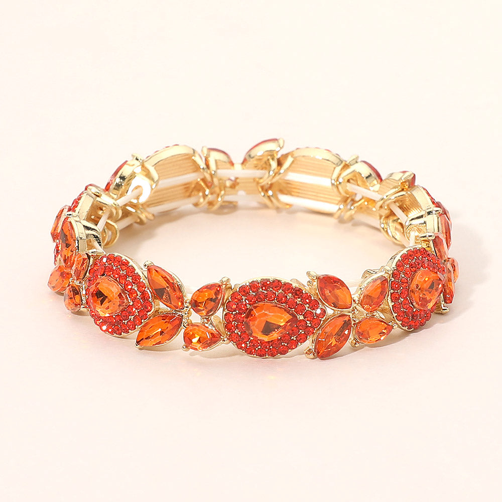 Marquise Teardrop Stone Cluster Beaded Stretch Bracelet 3