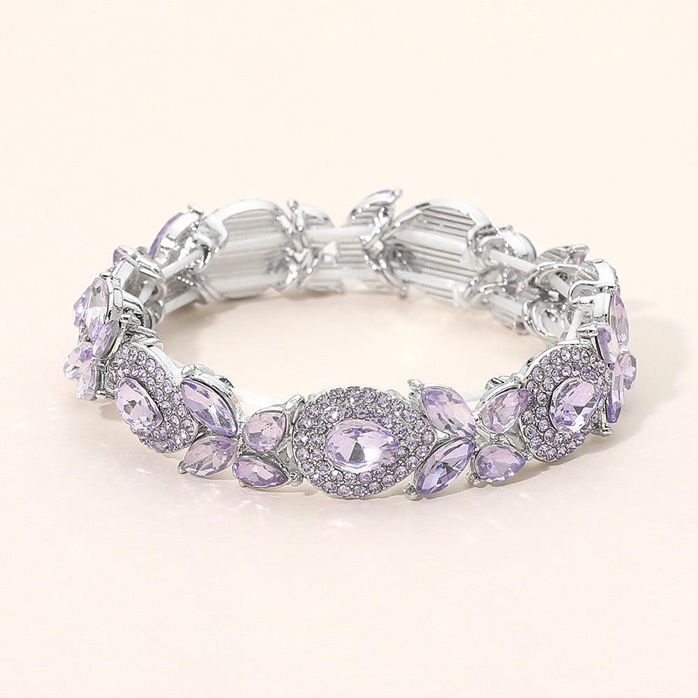 Marquise Teardrop Stone Cluster Beaded Stretch Bracelet 2