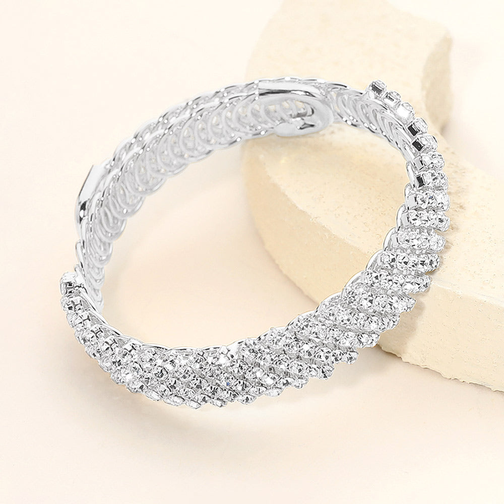 Rhinestone Paved Adjustable Evening Bracelet 1