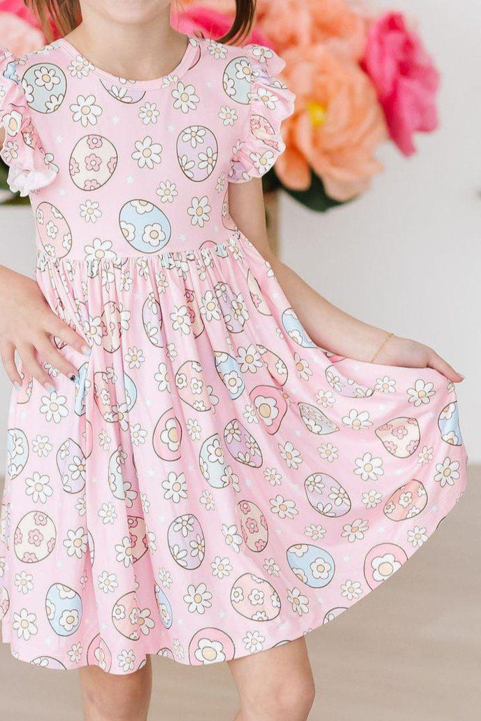 Easter Egg Hunt Flutter Sleeve Twirl Dress 3